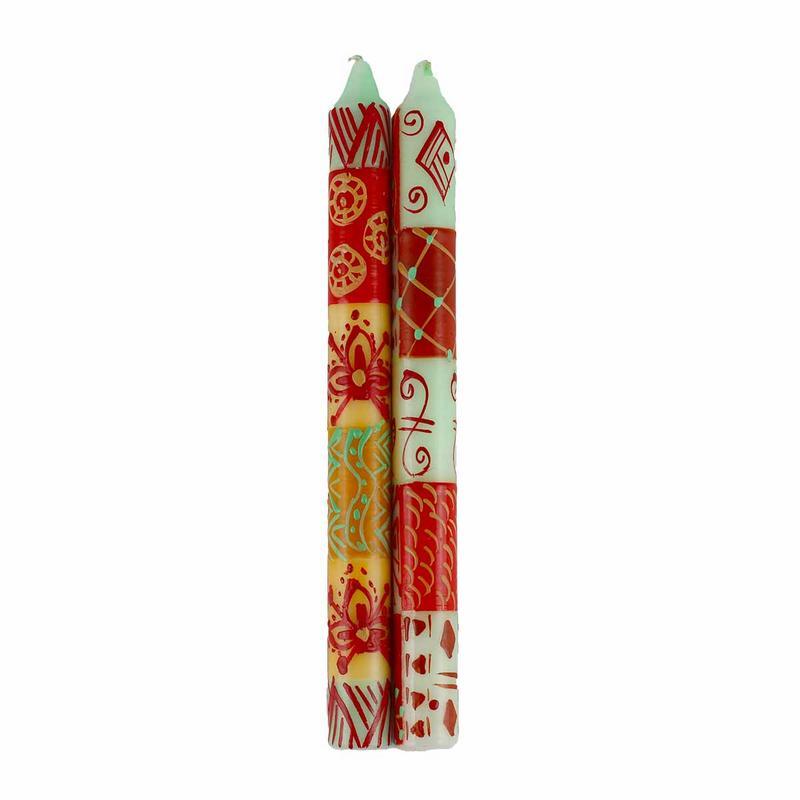 Hand Painted Candles in Owoduni Design (pair of tapers) - Nobunto