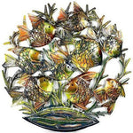 24-Inch Painted School of Fish Metal Wall Art - Croix des Bouquets