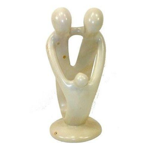 Natural 8-inch Tall Soapstone Family Sculpture - 2 Parents 1 Child - Smolart