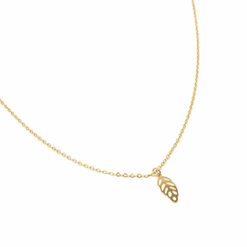 14k Gold Plated Leaf Pendant with Chain