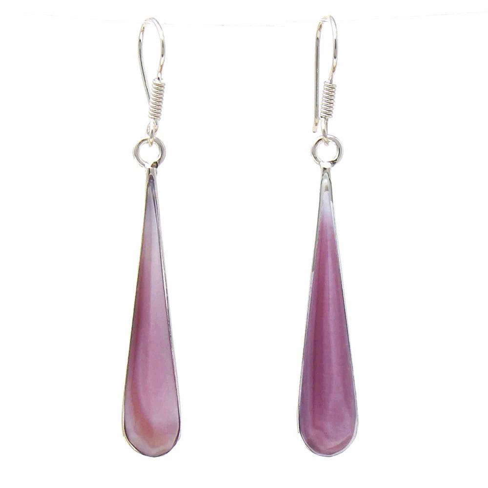 Pink Clam Shell Elongated Teardrop Earrings