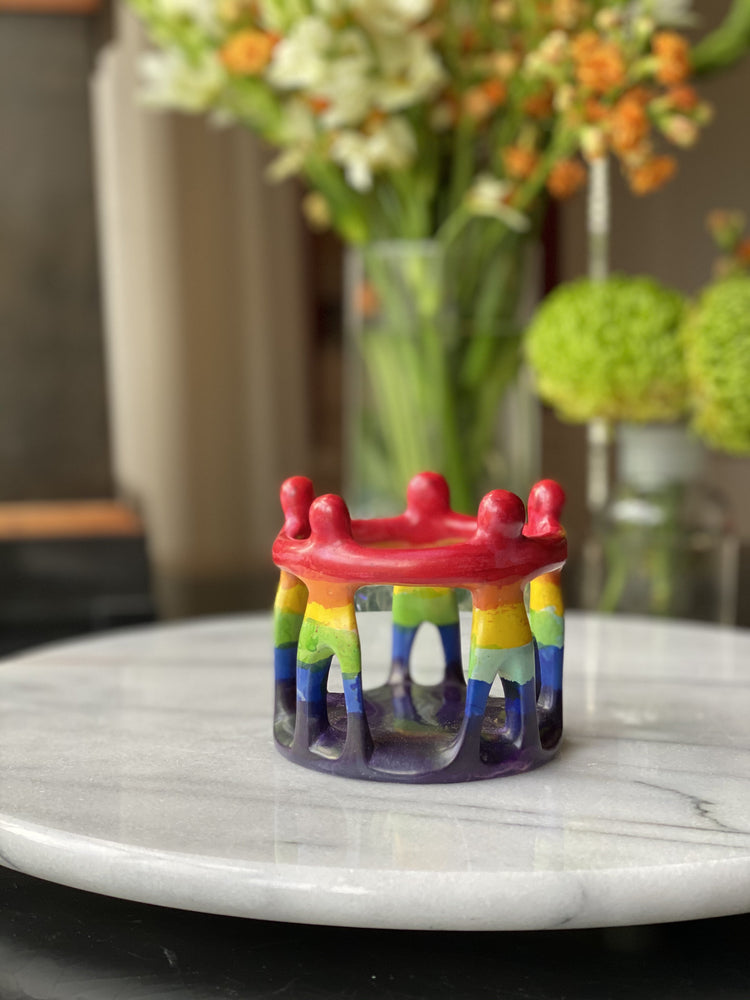 Rainbow Circle of Friends Painted Sculpture, 3 to 3.5-inch