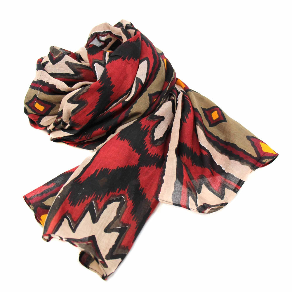 Printed Ikat Diamond Design Cotton Scarf