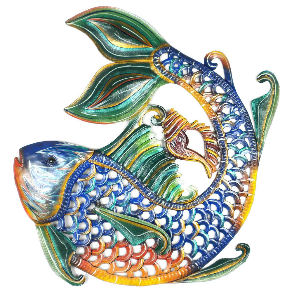 24 inch Painted Fish & Shell - Caribbean Craft