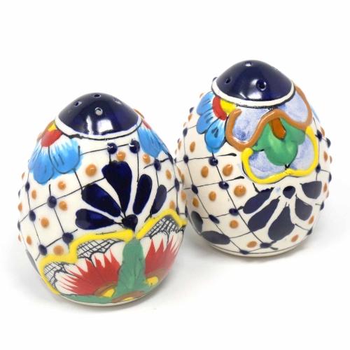 Handmade Pottery Spice Shakers, Dots & Flowers