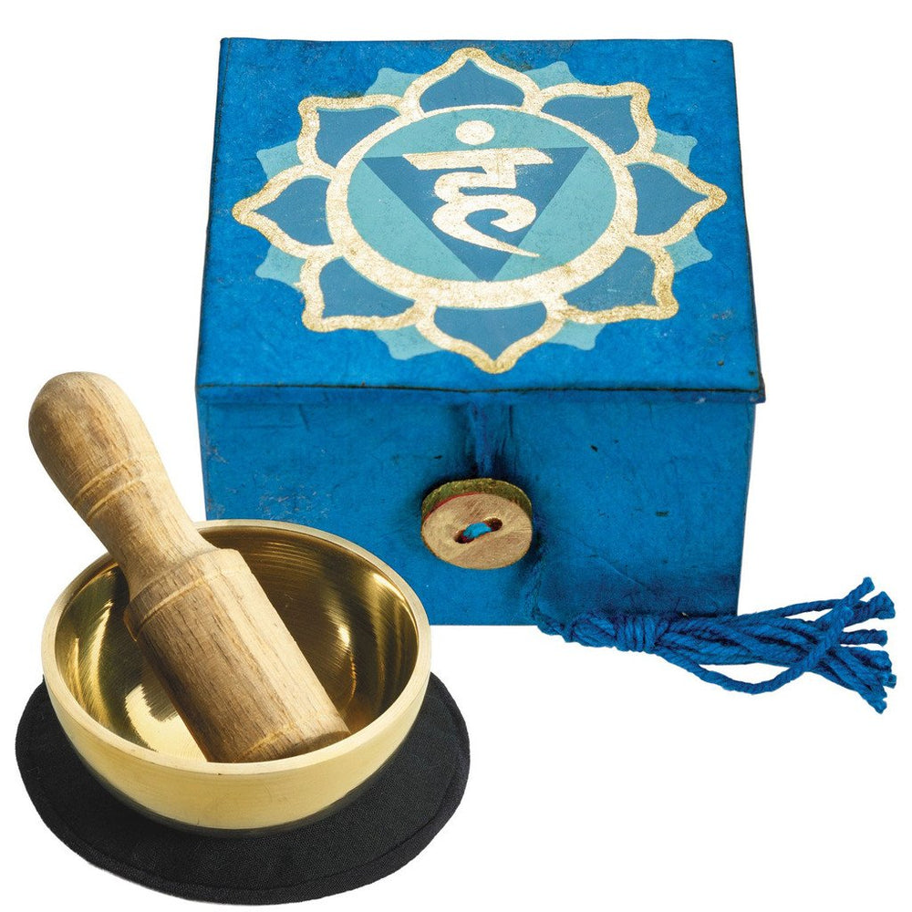 Mini Meditation Bowl Box: 2" Throat Chakra - DZI (Meditation)