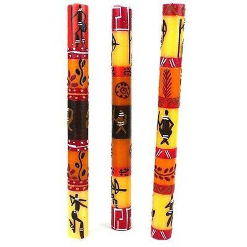 Set of Three Boxed Tall Hand-Painted Candles - Damisi Design Handmade and Fair Trade