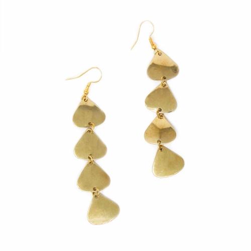 Geometric Tiered Brass Drop Earrings