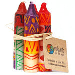 Hand-Painted 4" Dinner or Shabbat Candles, Set of 4  (Indabuko Design)