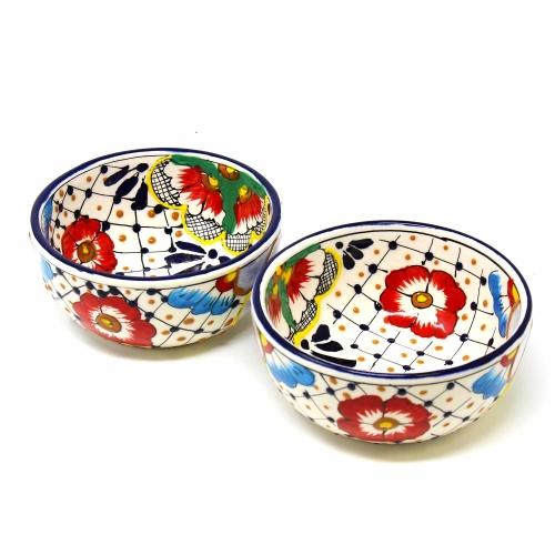 Half Moon Bowls - Dots and Flowers, Set of Two